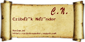 Czibók Nándor névjegykártya